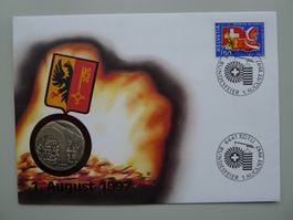 1997, NUMISBRIEF L`Escalade de Genève mit 1.-August-Taler